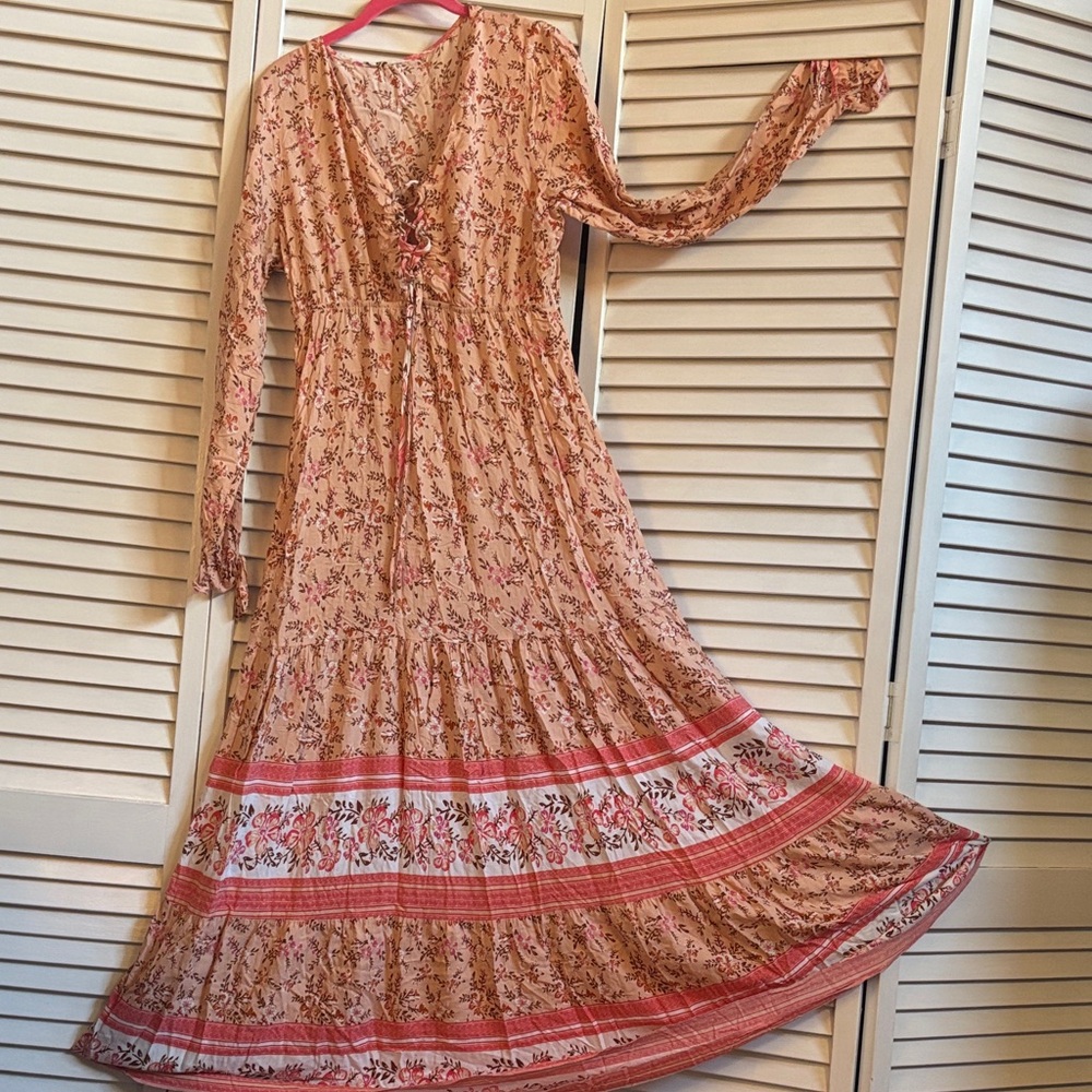 Elegant Floral Long Sleeve Maxi Dress